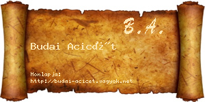 Budai Acicét névjegykártya